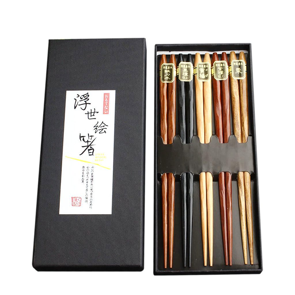Coffret 5 baguettes collection « Kitakyushu » motif bois naturel