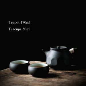 Service à thé japonais en céramique noire « Fukui »