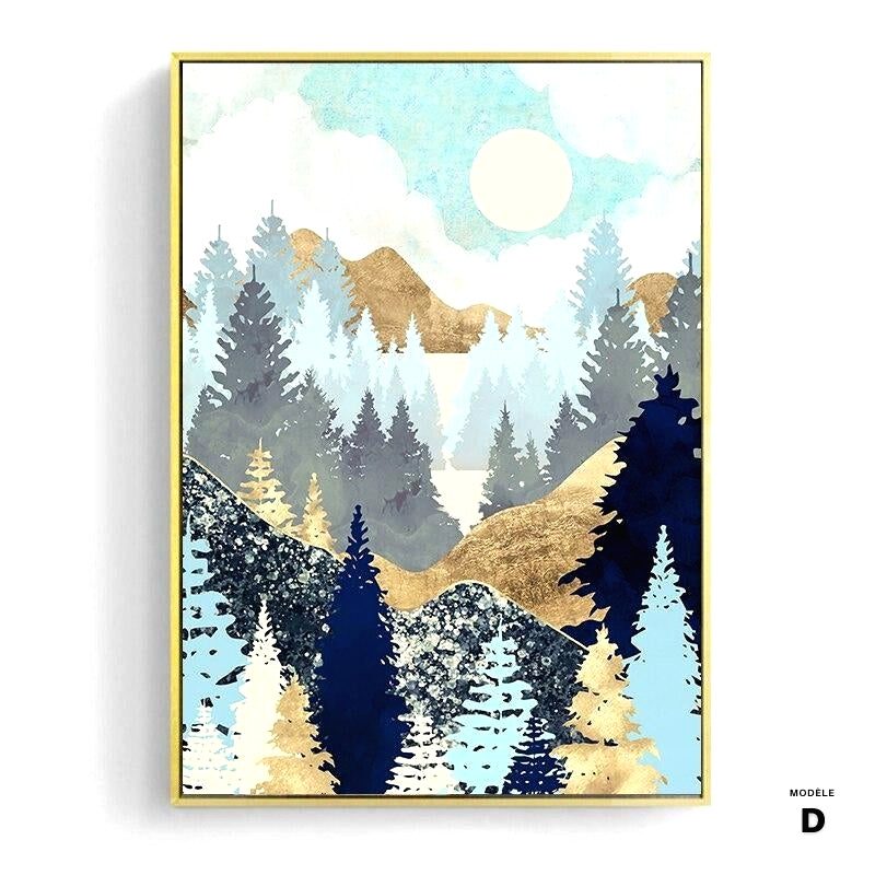 Affiche japonaise - Paysage abstrait, "Montagnes et cactus" – Image 4