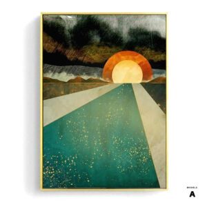 Affiche japonaise, paysage abstrait - « Soleil et lune »